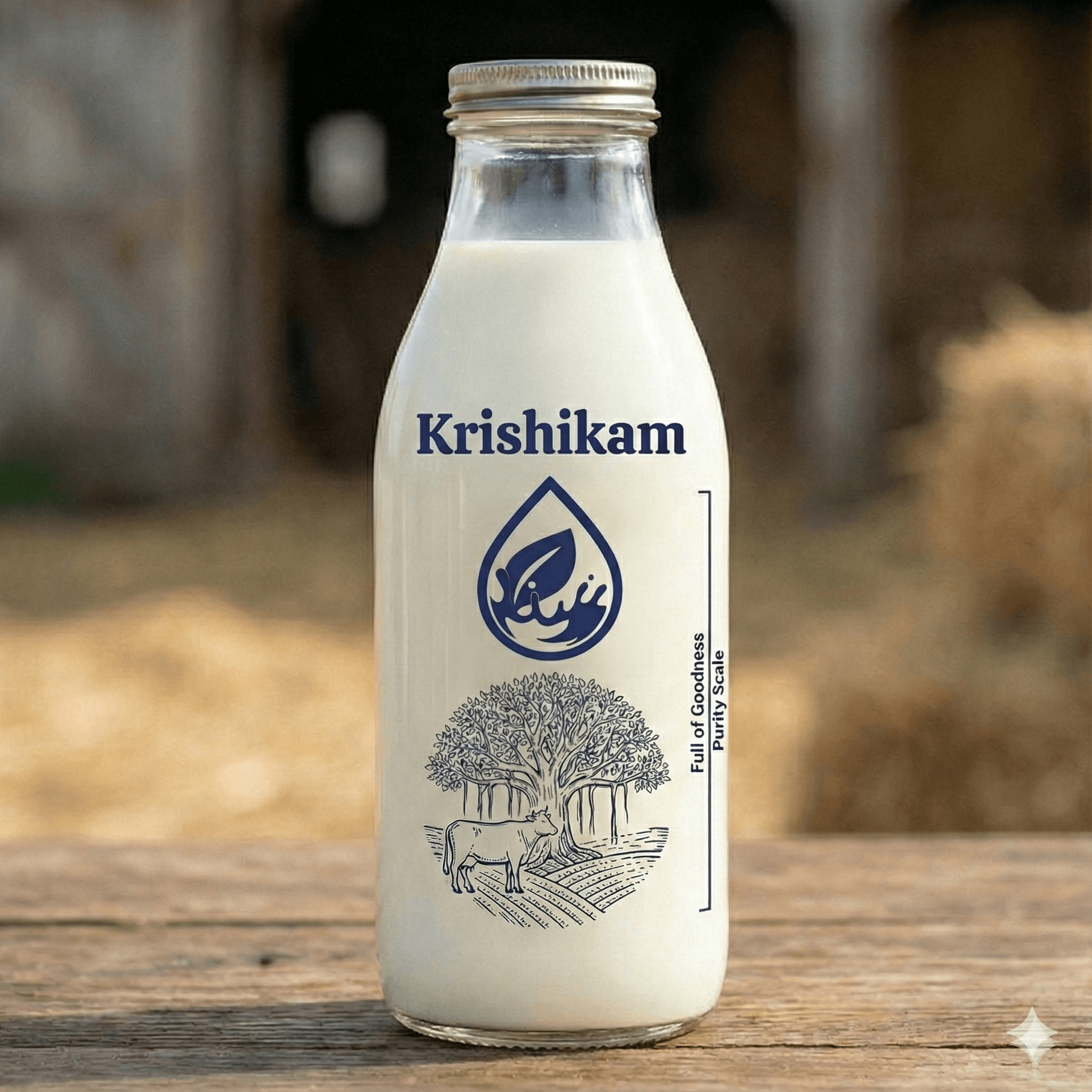 Farm fresh milk in glass bottle